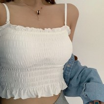 모노위크 파나도 프릴 스판 탑 나시 뷔스티에