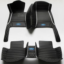포드 머스탱 레인저 에베레스트 F150 엣지 쿠가 Ford Everest Edge Ranger 적합 모든 날씨 방수 자동차 액세서리 자동 카펫 발 패드에 가죽 자동차 바닥 매트, 검정 바탕에 흰색 선, Everest 에베레스트 7Seat 2016-2020