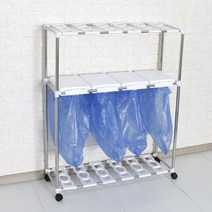 분리수거함 4P 2단 휴지통 재활용 쓰레기통, 화이트