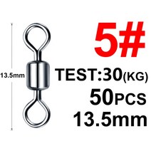 삼각도래 t형 삼각 핀 도레 안전 스냅 솔리드 링이 있는 볼 베어링 회전 고리 잉어 낚시 액세서리 50PCs/, Color5