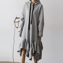 F05107 루즈핏 밑단프릴 후드롱원피스 후드원피스