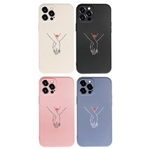 스톤스틸 아이폰 13 프로 12 미니 11 맥스 X S MAX XR 7 8 SE2 깍지 커플 하트 테두리 사각 감성 스퀘어 카메라 보호 우정 컬러 케이스