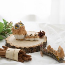 행운 복 상징 부엉이가족 인테리어장식 장식소품 화분꾸미기 100일, 5가족 부엉이(180037)