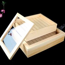 스시 원목 상자 일식집 회 숙성상자 소고기 한우, 중형 생선회 상자(뚜껑 포함)