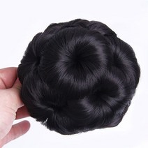 정수리 가발 달비 가채 쪽머리 덧가발 반가발 증모 할머니 블레이즈 헤어 업스타일 똥머리 땋기 붙임머리 조랑말 꼬리 롤빵 클립 인공 합성 머릿단 클로 인 포니 테일 익스텐션 피스, 검은색
