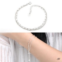 HLO967334 92.5 실버 클립 두줄 체인 데일리 은 팔찌/은팔찌/실버체인팔찌/데일리팔찌/여름팔찌/심플한팔찌/팔찌선물/우정팔찌/예쁜팔찌