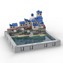 호환블럭 크리에이터 Coastal Village 그리스 산토리니 해안 마을 MOC-45971 창작 신제품