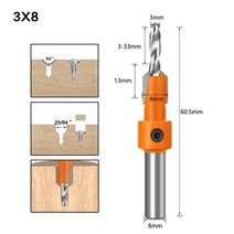 카운터싱킹 싱크 보링 생크 hss 목공 드릴 엔드 밀 세트 스크류 추출기 remon 밀, 3x8mm