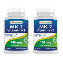 [뉴욕 직배송] Best Naturals Vitamin K2 (MK7) with D3 180정 2병, 2개