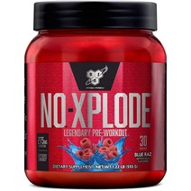 BSN N.O.-XPLODE 운동 전 파우더 크레아틴 및 베타알라닌이 함유된 유니섹스 에너지 보충제 수박맛 30회 분량., Blue Raz, 30 Servings (Pack of 1)