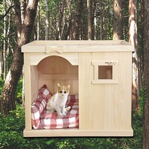 대한민국 국내수제작 편백나무 원목 중형견 사각형 고양이 하우스 고양이집 쿠션하우스, 01_편백나무 원목 사각형 중형견 강아지 고양이 집