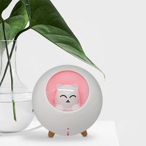구우스 UFO 고양이 무드등 저소음 탁상 가습기 + 필터 5개 무료증정, 핑크