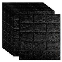 폼블럭1015 pcs 자체 접착 3d 벽돌 스티커 diy 방수 거품 벽지 폼벽지, 35x38.5cmx10개, 검은 색