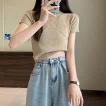 봄여름 슬림핏 숏기장 코디 니트 반팔 여상