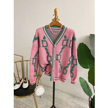 허니제이 / 틸키 배색 부클 패턴 여유핏 가디건(3color)