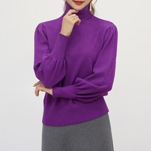 데일리앤 메린 터틀넥 꽈배기 퍼프 니트