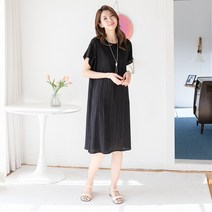 싹쓰리마켓 엄마옷 여성 인견 플리츠 반팔 원피스 잠옷 여름 마실룩 홈웨어