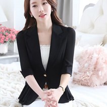 여름 여자 쉬폰 정장코트 슬림핏 숏자켓 칠부소매 코트 23N522