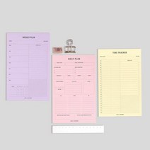 세컨드맨션 A5 플랜 메모 패드 데일리 위클리 타임, 01:02타임 트래커, 단품