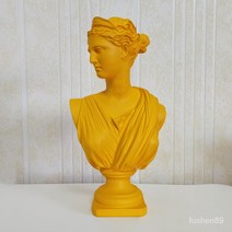 30cm 높은 수지 문 여신 흉상 예술 동상 유럽 스타일 호텔 입구 거실 데스크탑 작은 장식품, 노란색