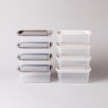 나인웨어 모던 사각 바로밥 보관용기 540ml x 8p 세트, 1세트, 용기 아이보리 4p + 그레이 4p