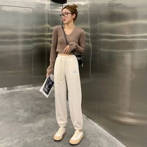 아이보리 골덴바지 벨벳 면 코듀로이 조거팬츠