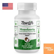 모노라우린 코코넛 라우르산 글리세롤 625mg 비건 캡슐 100정 미국 NewLife, 기본