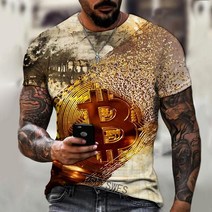 기념주화 비트코인선물 모형소품폭발적인 2022 봄과 여름 새로운 반팔 Bitcoin 3D 인쇄 된 t-셔츠 거리 동, 03 dyp-2282_03 S
