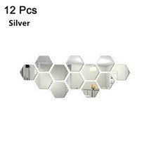 벽면 거울 시공 붙이는 시트지 팔각 육각 벽걸이 아크릴 부착 전신12pcs 3d diy 벽 스티커 홈 장식 거실, 100x85x50mm, 은