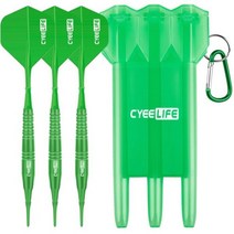 CyeeLife-황동 소프트 팁 다트 18g 휴대용 케이스 플라스틱 포인트 비행 포함 전자 세트, [06] ALL Green