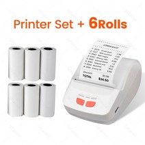 스티커인쇄기 제작기계 네임프린터 블루투스 미니 휴대용 열전사 안드로이드 모바일 58mm 영수증 티켓 빌 인쇄 종이 무선 임프레소라, 7.White Add 6Rolls - EU 플러그