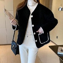 뽀글이 라운드넥 여성 자켓 겨울 아우터 후리스