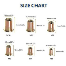 아연 도금 탄소강 리벳 너트 M3 M4 M5 M6 M8 M10 M12 플랫 헤드 나사산 인서트 너트캡 10 개, 4.M10  10PCS