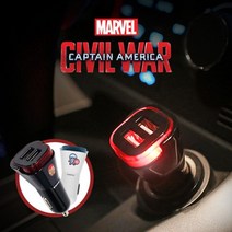 [마블] MARVEL 시빌워 3.1A 듀얼USB 차량용 LED시거잭 충전기, 색상:카와이-아이언맨