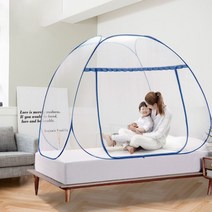 바닥있는 원터치 침대 모기장 1인용 대형 모기텐트, 소형 90cm