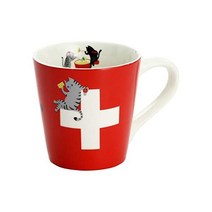 머그컵 세라믹남 고양이 국기 스웨덴 13105, 스위스