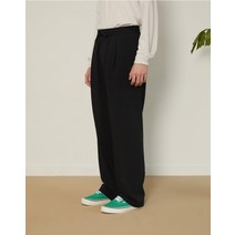 22SS [HIS HAZZYS] 블랙 와이드 쿨맥스 밴딩 슬랙스 HZPA2B802BK