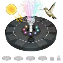 New2023 3w 태양 분수 수영장 연못 폭포 분수 rgb 빛 정원 분수 장식을위한 태양 물 부동, 없음