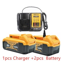 18650 리튬 배터리 dcb200 20v 6ah dewalt 18볼트 최대 xr 전동, 2x 6.0ah 1x충전기