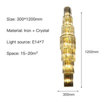 거실 홀에 대 한 큰 크리스탈 벽 빛 침실 로프트 실내 홈 호텔 빌라 현대 골드 럭셔리 장식 LED Sconce 비품, XL - 120cm, warm light bulb
