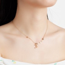 14k 오성 체인과 달 펜던트 트렌드 목걸이
