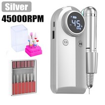 미니 광택기플렉스 전동드릴광택 소형 폴리셔 세차 자동차무선 셀프 45000RPM 충전식 전기 네일 드릴 매니큐어 기계 전문 팁 도구 샌더 살롱 장비, [04] SetB Sliver
