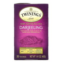트와이닝 퓨어 홍차 다즐링 40g 20티백 Twinings Pure Black Tea Darjeeling, 1팩