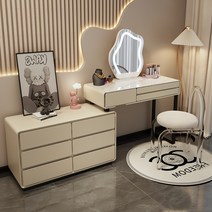 화장대 침실 모던 심플 수납장 코너 일체형 화장대, 원목암판 + Q