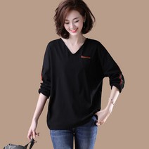 가을 빅 사이즈 여성복 긴팔 티셔츠 브이넥 폴라티 FC3212