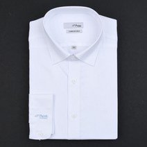 듀퐁셔츠 SE2SM22LS752SWH 컴포터블 라인 화이트 솔리드 소매 로고 스냅 버튼 슬림 셔츠