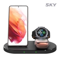 스카이 필 W51 3in1 무선충전 스탠드 + 워치 + 고속 무선 충전 거치대 SKY-W51S 갤럭시워치용, 블랙, 3개