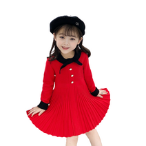 미니으니 여아 레드 리본 니트 원피스 [1143]