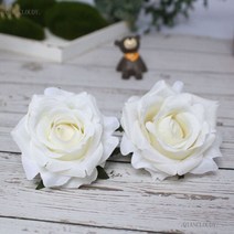 1조각 diy 인공 다이아몬드 로즈 유럽 가을 스타일 실크 꽃 머리 웨딩 벽 자동차 장식 브로치 d66, 08 White
