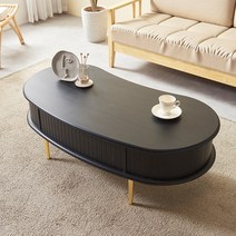 블리스데코 젤리빈 1200 땅콩형 리프트업 소파 테이블 THY059_C, 블랙